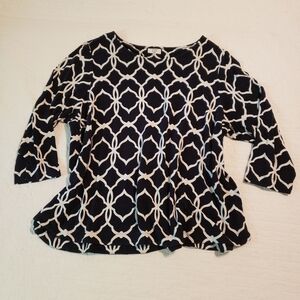 Crown & Ivy Blue and White Blouse